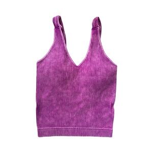 Zenana Ribbed Fuchsia Brami Crop Top
